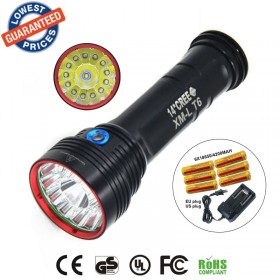 AloneFire HF14 Super bright waterproof led flashlight 14 x Cree XM-L 14T6 LED Lamp Led Torch+18650 Rechargeable Battery+charger