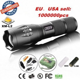 UltraFire E17 CREE XM-L2 2200Lumens Zoomable LED Flashlight Torch light lamp with 18650 Battery/charger/holster