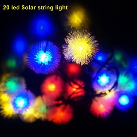 1SET 20 LED Solar Outdoor String Fairy Lights Chuzzle Ball Solar Powered Outdoor String Lights for Outside Garden Camping Patio Party Christmas
