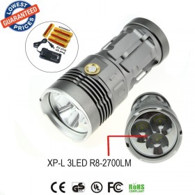 1set AloneFire Super bright V5R8-3 2700Lumens XP-L led flashlight torch outdoor lighting+18650 battery+charger