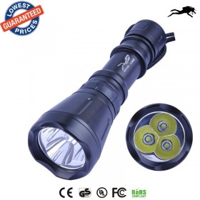 AloneFire DV09 3*CREE XM-L T6 5000LM LED Diving Flashlight Torch Brightness Waterproof 60m White Light LED Torch