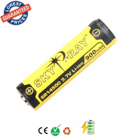 4pcs/lot SKYRAY SR14500 3.7V 900mAh Lithium Li-ion Rechargeable Protected Friendly Durable Battery for Flashlight Device