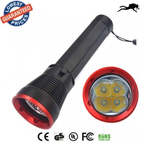 Diving camping hunting equipment Searchlight Lamp AloneFire DV300 4 * T6 LED Stepless Dimming Diving Flashlight/Torch - Warm light