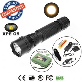 Classic 501B USA EU Hot 1Mode Cree XPE Q5 Yellow lights LED Police hunting Flashlights Torch lamps with battery charger holster