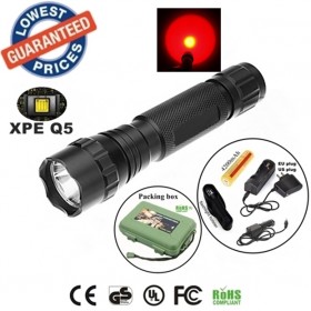 USA EU Hot Classic 501B 1Mode Cree XPE Q5 LED Red lights fishing lamps Flashlights Torches with 18650 battery charger holster