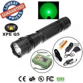 USA EU Hot Classic 501B 1Mode Cree XPE Q5 Green lights LED Camping lamps Flashlights Torches with 18650 battery charger holster