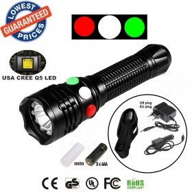 ALONEFIRE RX1-RWG CREE XP-E Q5 LED Red White Green Railway Signal lamp Outdoor Rescue flashlight torches with Charger/holster