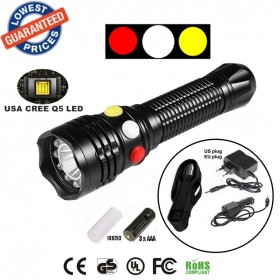 ALONEFIRE RX1-RWY CREE XPE Q5 LED Red White Yellow Police Railway Signal lamp light flashlight torches with Charger/holster