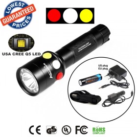 ALONEFIRE RX2-RWY CREE XPE Q5 LED Red White Yello waterproof Railway Signal lamps flashlights torches with Charger 18650 battery