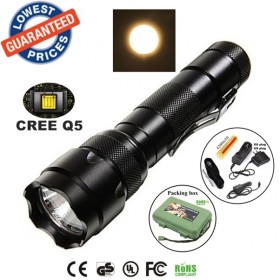 UltraFire USA EU Hot sell Classic WF-502B Cree XPE Yellow light LED 1 Mode Outdoor Work lighting Flashlights Torches lamps with 18650 battery charger