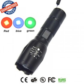 E17 / A100 CREE Q5 3W LED Red/Green/Blue Light 18650 Flashlight Torch Lamp LED Hunting Flashlight Torch