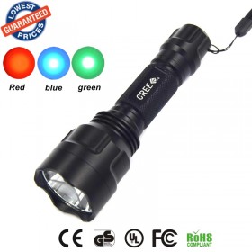 C8 CREE LED Flashlight Blue + Red + Green Night Vision Light Torch led torch flashlight torch light