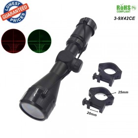 High definition 3-9x42CE R&G Illumination Mil-dot Reticle hunting Red green laser coordinates Scope Telescopic telescope