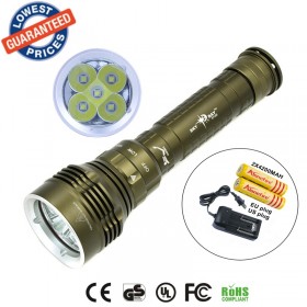 2015 New DX5 8000LM Underwater 100MDiving Waterproof 5x CREE XM-L2 LEDFlashlight Torch Lamps + 2x18650 Battery + Charger