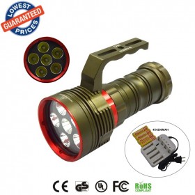 2015 New DX6 Bright 6XCREE XM-L2 9000LM 200M LED Diving Flashlight L2 LED Light Lamp Lanterna Diving Torch + 4x18650 battery+charger