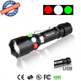 ALONEFIRE RX3-RWG USB power supply CREE XPE Q5 LED Red White Green Railway Maintenance personnel Signal lamp flashlight torches