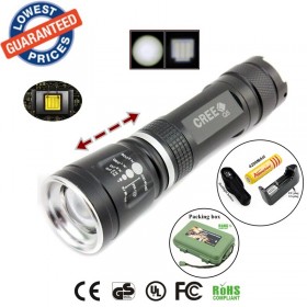 ALONEFIRE E803 CREE Q5 Zoom LED Flashlights Torches lamps with 18650 battery/charger