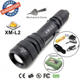 ALONEFIRE E37 CREE XM-L2 led 2200Lumens Mechanical Zoomable Flashlights Torches lights with 18650 battery/charger/Holster/car charger