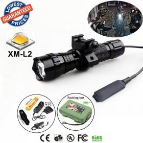 Tactical 501Bs CREE XM-L2 LED 1/3/5 mode Rail-Mounted Tactical Light Professional Hunting floodlight flashlight torch with battery/charger