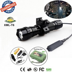 Tactical 501Bs CREE XML-T6 LED 1/3/5 mode Rail-Mounted Tactical Light Professional Hunting floodlight flashlights torches with battery/charger