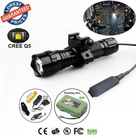 Tactical 501Bs CREE Q5 LED 1/3/5 mode Rail-Mounted Tactical Light Professional Hunting floodlight flashlights torches Lamp with battery/charger