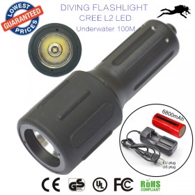 DV13 XML L2 LED Diving Flashlight Torch 100M Underwater Waterproof LED Flash Light Lantern+26650 Battery+ Charger