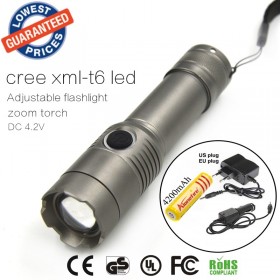 Z11 CREE XM-L T6 2000LM 3Mode cree led Torch Zoom cree LED Flashlight Torch light with 1x18650 battery