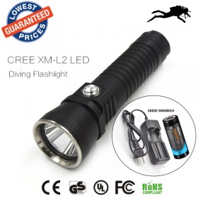 DV14 Diving 2000Lm Underwater Flashlight CREE XM-L XML L2 LED Torch Light Waterproof Brightness Durable+26650 battery+charger