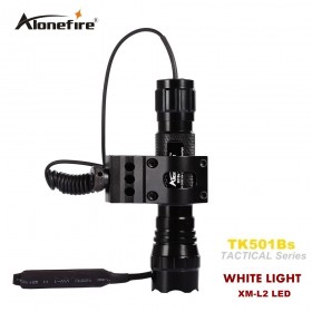 501B 2200LM XM-L2 LED Tactical Flashlight 18650 Lantern 1Mode Torch+Remote Switch+Gun Mount