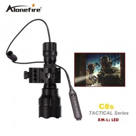 C8 Tactical Gun Flashlight Torch 2200LM CREE XM-L2 LED 5 Modes LED Flash Light Lanterna+gun scope bases Mount+remote switch