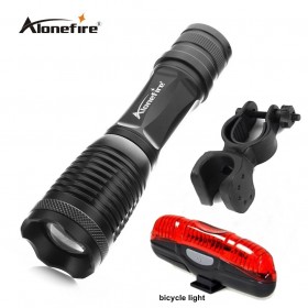 E007 CREE XML-T6 2000Lumens LED Flashlight Waterproof Zoomable Torch lights+Bicycle Light+Mount Holder Support Torch Clip