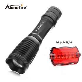 E007 Zoomable Tactical flashlight CREE XML-T6 2000LM LED Flashlight Waterproof adjustable Torch lights+Bicycle Light