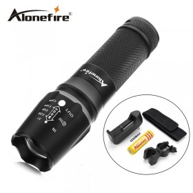 X800 2000LM gun Tactical Flashlight CREE XML T6 LED flashlight Torch Zoomable light Camping Hiking+18650 battery+charger+Holster+mounts