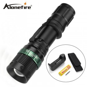 E3 1set led 2000Lumens LED Flashlight Adjustable Focus Zoom Flash Light Lamp+18650 battery+charger+Flashlight Holster