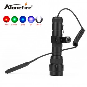 502B 1set Tactical Flashlight Green Red Blue LED Torch Lamp Lantern linterna led with Mount and Remote Control Pressure Switch