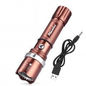 ALONEFIRE X22 CREE XPE Q5 LED Rotate Zoomable Attack head Night light LED Flashlight Torch with USB charger