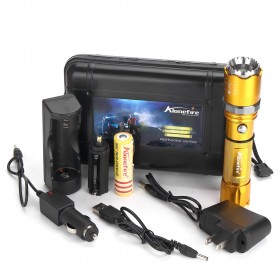ALONEFIRE X22 CREE XPE Q5 LED Rotate Zoomable Attack head Outdoor LED Flashlight Torches with battery USB charger accessories