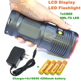1set 12000 lumens light King 7T6 LED flashlamp 7 x CREE XM-L T6 LED Flashlight Torch Lamp Light For Hunting Camping+4x18650 battery+charger