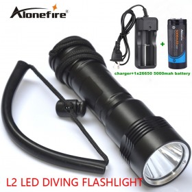 Alonefire underwater Diving diver flashlight CREE XM-L2 DV17 LED Waterproof lamp torch+26650 Rechargeable battery+charger