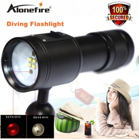Alonefrie DV23 diving torch diving photography lights fill light red / white LED lighting high-power torch 26650 battery Fishing Flashlight