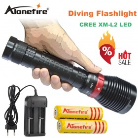 2500 Lumens Diving XM-L2 LED Waterproof Flashlight Torch Underwater Diving Light Lanterna+2x18650 Battery 4200mAh+charger XY001 1set