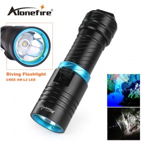 Alonefire DV30 Portable 2000LM CREE XM-L2 LED Waterproof Torch Flashlight Light Scuba 100m Underwater Diving Flashlights