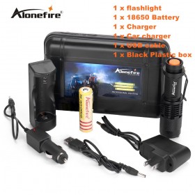 Alonefire SK98 CREE XM-L2 LED Zoomable USB LED Flashlight Torch light with 18650 Battery and charger