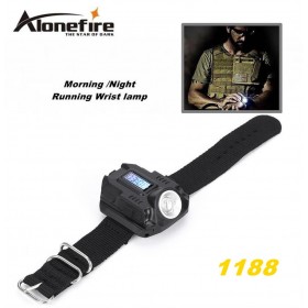ALONEFIRE 1188 New Portable CREE XPE Q5 R2 LED Wrist Watch Flashlight Torch Light USB Charging Wrist Model Tactical Rechargeable Flashlight