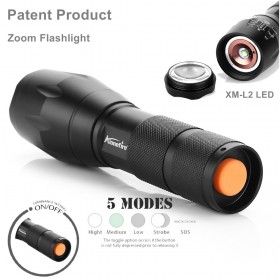 AloneFire E17 LED Flashlight 18650 zoom torch waterproof flashlights XM-L2 4000LM 5 mode led Zoomable light