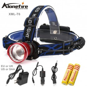 AloneFire HP87 XM-L T6 Head Lamp High Power LED Headlamp + 2X18650 battery Charger+car charger+usb cable