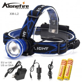 AloneFire HP87 Zoom led Head lamp Headlight CREE XM-L2 2200LM Outdoor sports HeadLamp 18650 bike led light 18650 battery+car charger