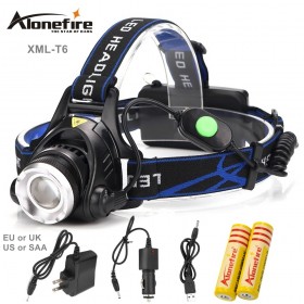 AloneFire HP88 3Modes CREE XML T6 2000LM LED Headlamp Rechargeable Headlight Head Lamp Spotlight For Fishing+Charger(US EU UK)+18650