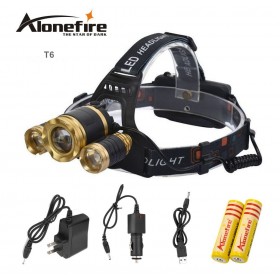 AloneFire HP21 8000Lm T6+2R5 led headlight cree xml t6 headlamp waterproof lights headlamp 18650 rechargeable battery head flashlight torch