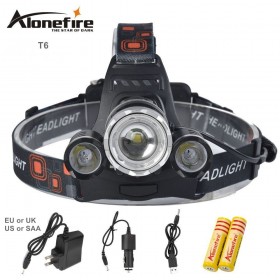 AloneFire HP23 8000Lm zoom Led lighting Head Lamp T6+2R5 LED Headlamp Headlight Camping Fishing Light +2*18650 battery+charger+1*USB